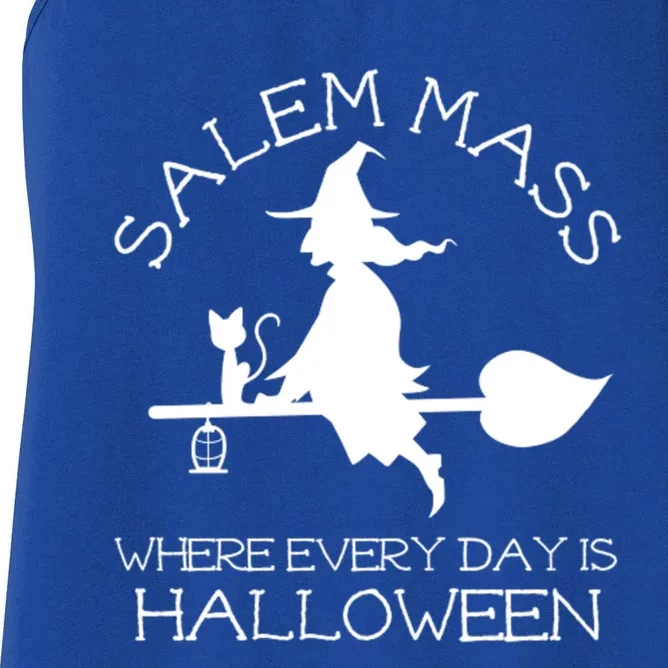 Salem Mass Where Every Day Is Halloween Witch Massachusetts Gift Women's Racerback Tank