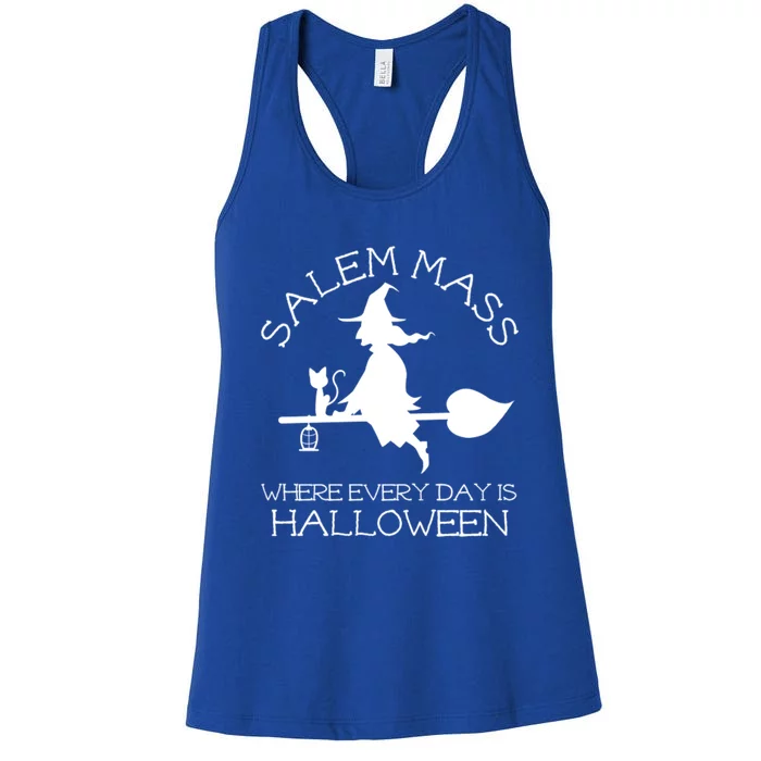 Salem Mass Where Every Day Is Halloween Witch Massachusetts Gift Women's Racerback Tank