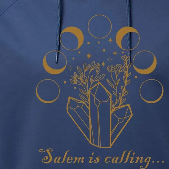 Salem Ma Witch Trials 1692 Moon Phase Crystals Witchcraft Gift Performance Fleece Hoodie