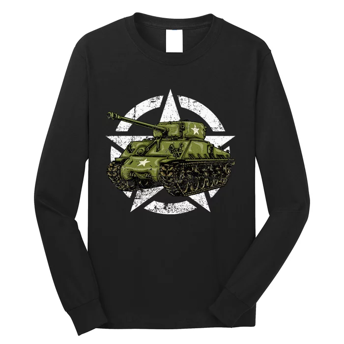 Sherman M4 World War 2 Army Tank Vintage Tank A Military Long Sleeve Shirt