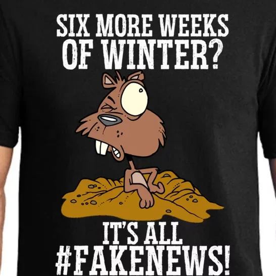 Six More Weeks Fake News Funny Groundhog Day Animal Lover Meaningful Gift Pajama Set