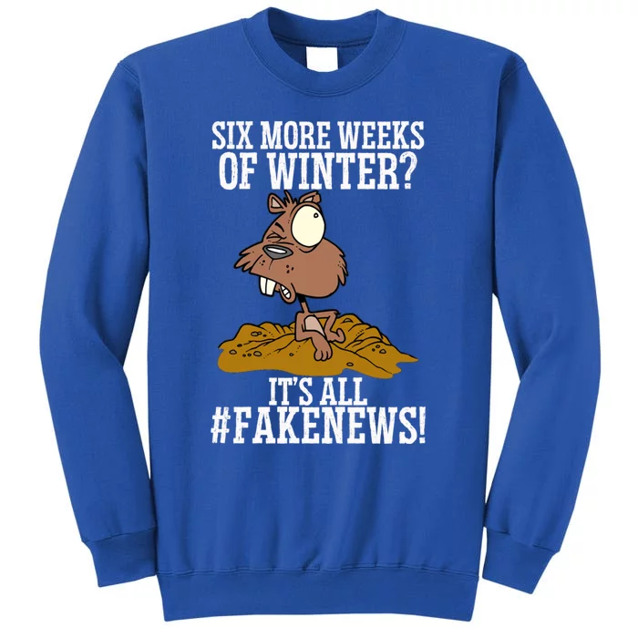 Six More Weeks Fake News Funny Groundhog Day Animal Lover Meaningful Gift Tall Sweatshirt