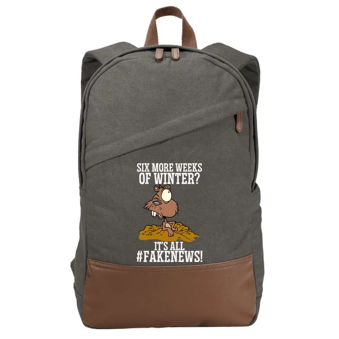 Six More Weeks Fake News Funny Groundhog Day Animal Lover Meaningful Gift Cotton Canvas Backpack