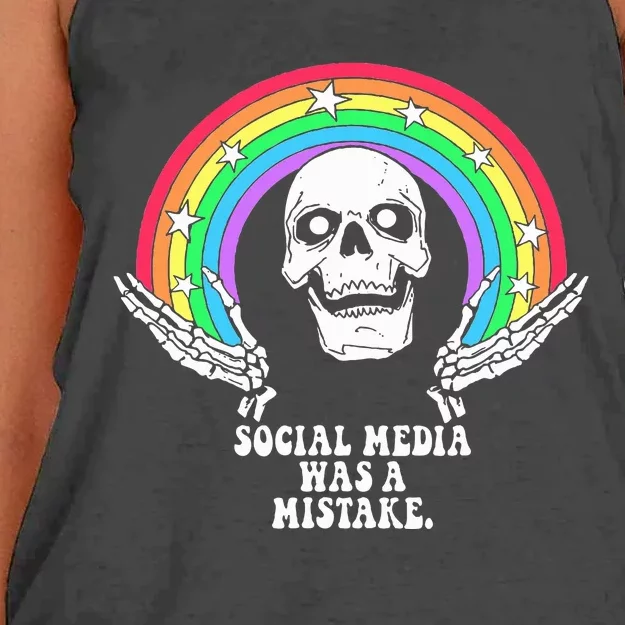 Social Media Was A Mistake Women's Knotted Racerback Tank