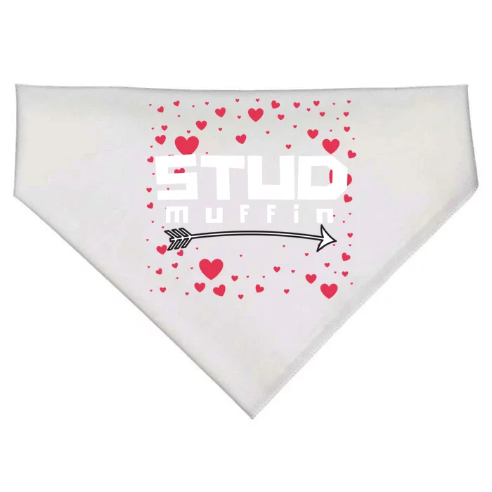 Stud Muffin With Hearts For Valentines Day Or Anniversary Gift USA-Made Doggie Bandana