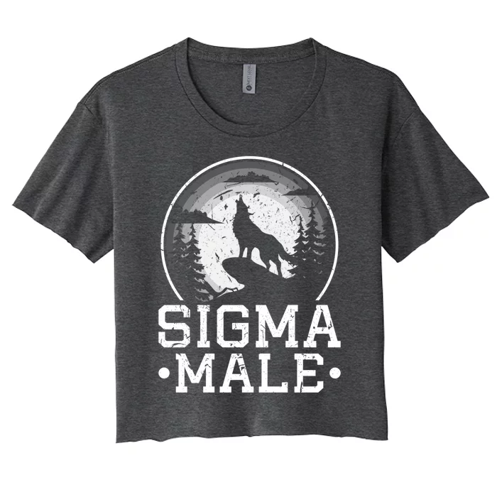 Sigma Male Wolf Loner Individualist Introvert Introversion Gift Women's Crop Top Tee