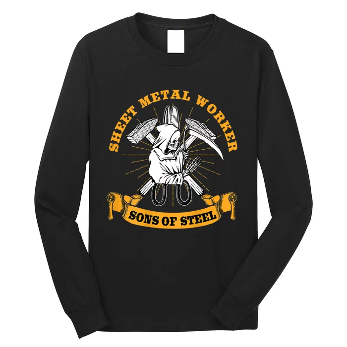 TeeShirtPalace | Sheet Metal Worker Design On Back Of Long Sleeve Shirt