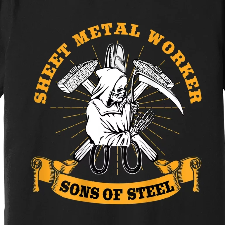 Sheet Metal Worker Design On Back Of Premium T-Shirt