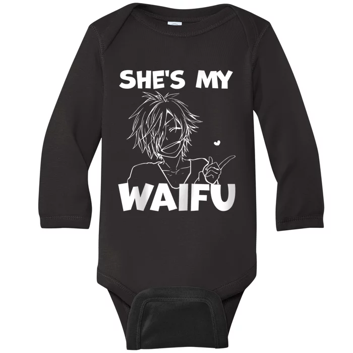 She's My Waifu Funny Anime Matching Couple Boyfriend Gift Zip Hoodie Baby Long Sleeve Bodysuit