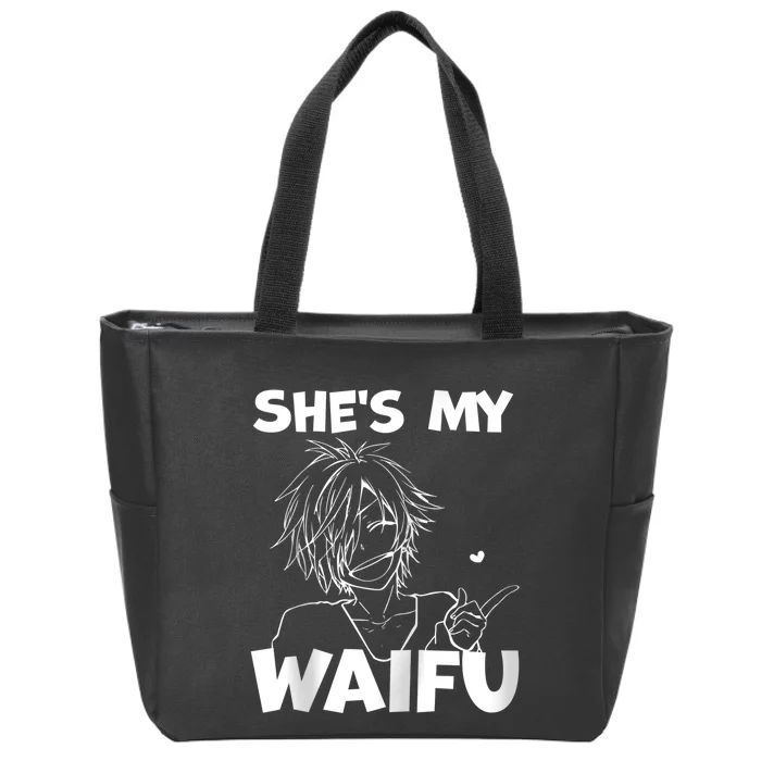 She's My Waifu Funny Anime Matching Couple Boyfriend Gift Zip Hoodie Zip Tote Bag