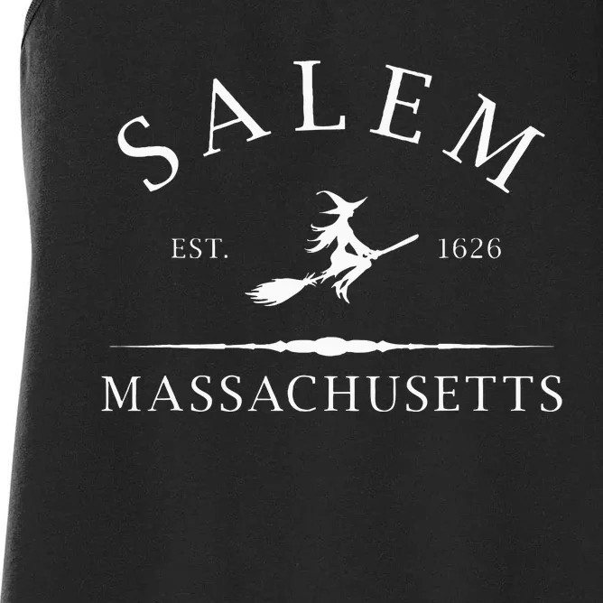 Salem Massachusetts Witch Est 1626 Letter Women's Racerback Tank