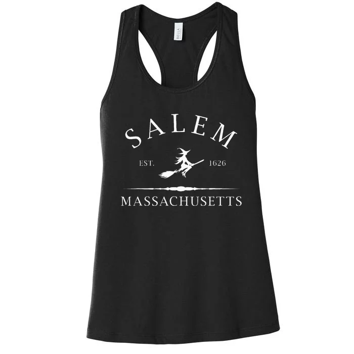 Salem Massachusetts Witch Est 1626 Letter Women's Racerback Tank