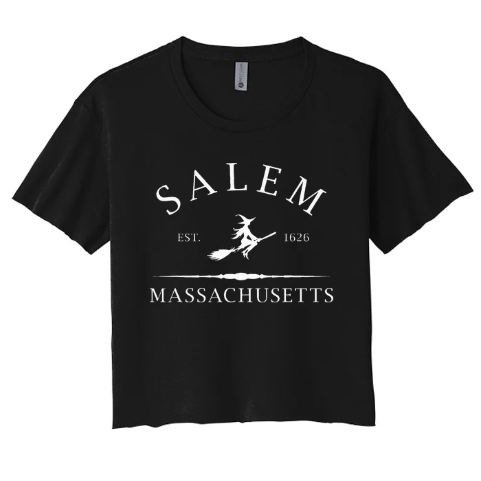 Salem Massachusetts Witch Est 1626 Letter Women's Crop Top Tee