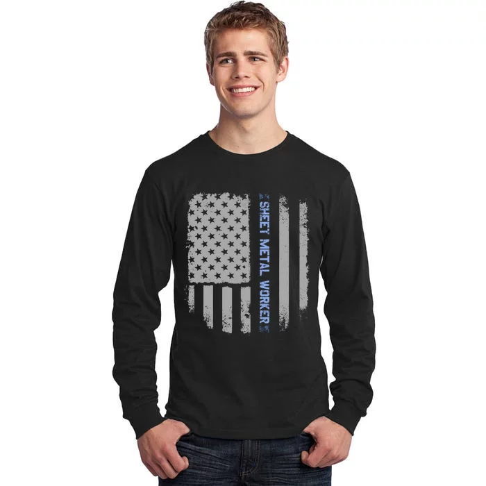 Sheet Metal Workers Us Flag Tall Long Sleeve T-Shirt