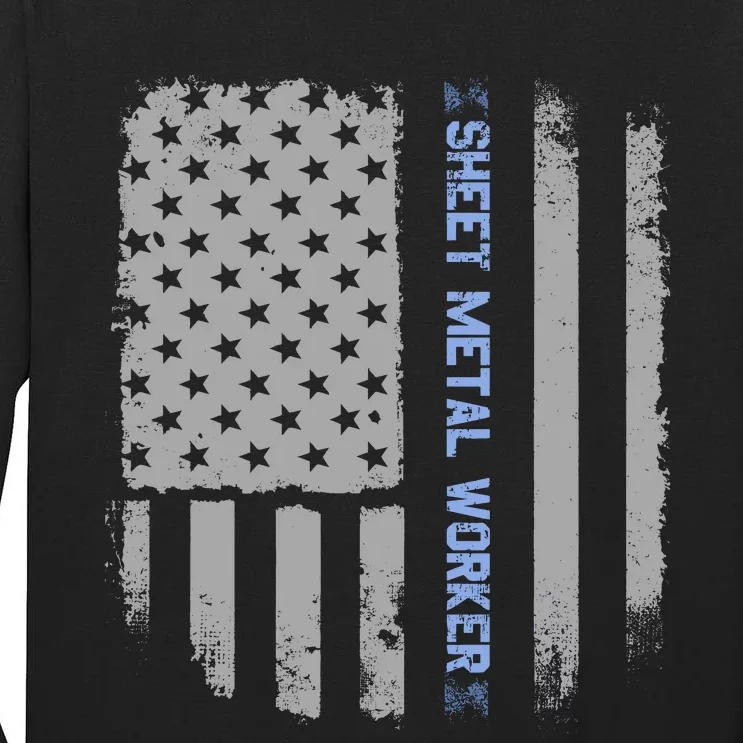 Sheet Metal Workers Us Flag Tall Long Sleeve T-Shirt