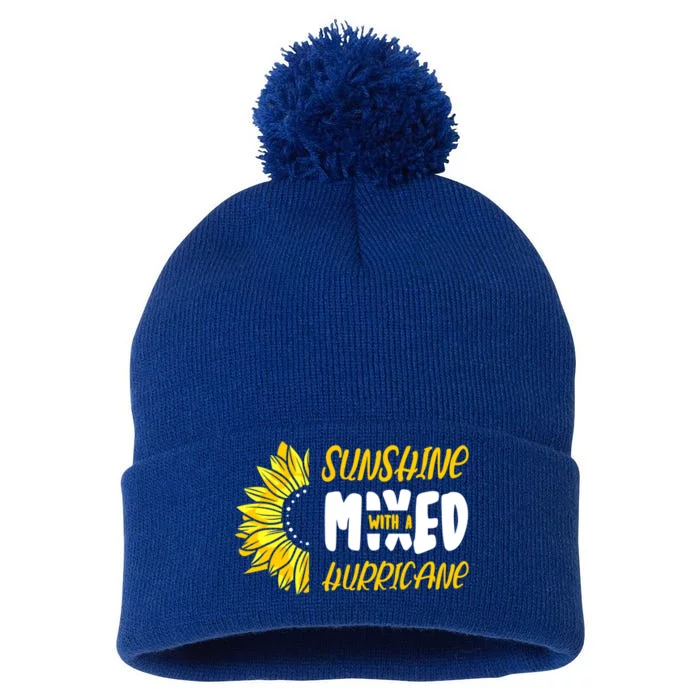 Sunshine Mixed With A Hurricane Great Gift Pom Pom 12in Knit Beanie