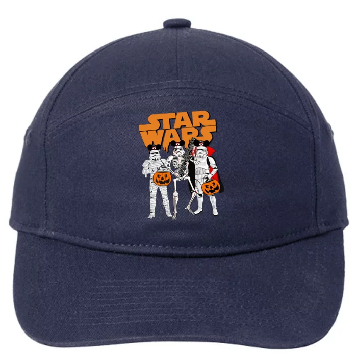 Star Movie Wars Stormtrooper Skeleton Halloween Funny 7-Panel Snapback Hat