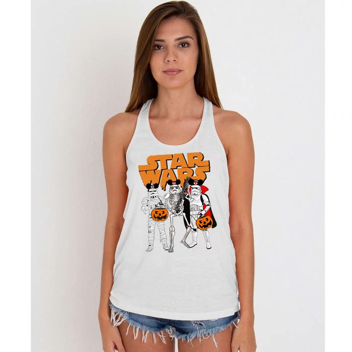 Star Movie Wars Stormtrooper Skeleton Halloween Funny Women's Knotted Racerback Tank