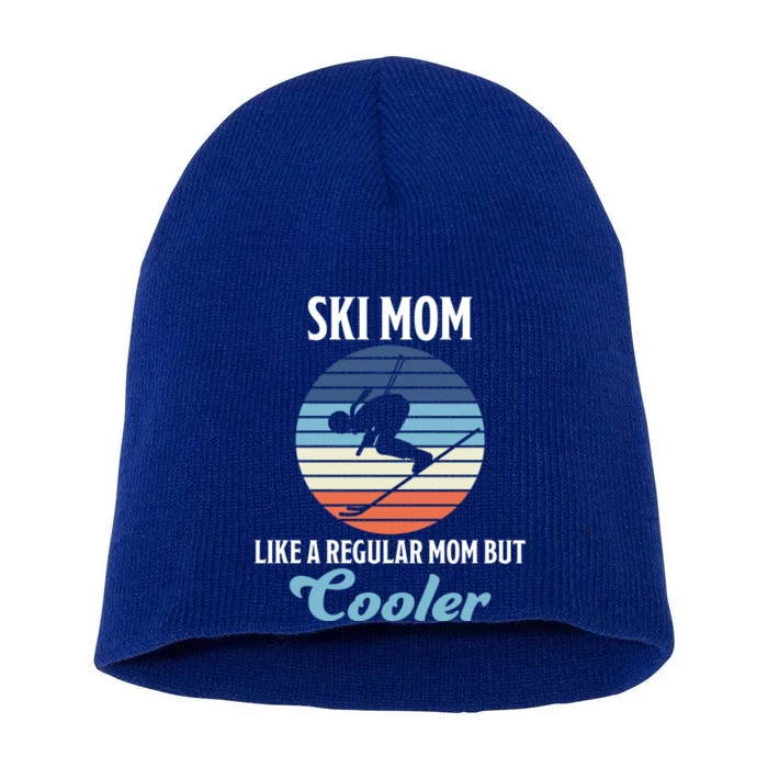 Skiing Mum Winter Sports Slopes Mum Skier Funny Gift Short Acrylic Beanie