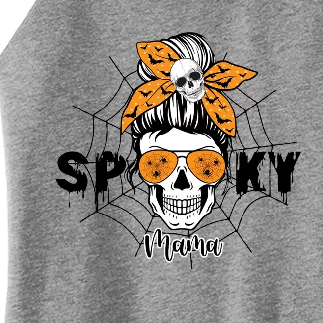 Spooky Mama Witch Mom Halloween Skull Messy Bun Mom Life Gift Women’s Perfect Tri Rocker Tank