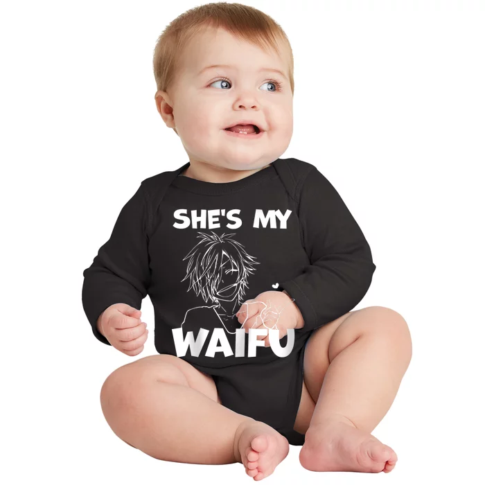 She's My Waifu Funny Anime Matching Couple Boyfriend Gift Zip Hoodie Baby Long Sleeve Bodysuit