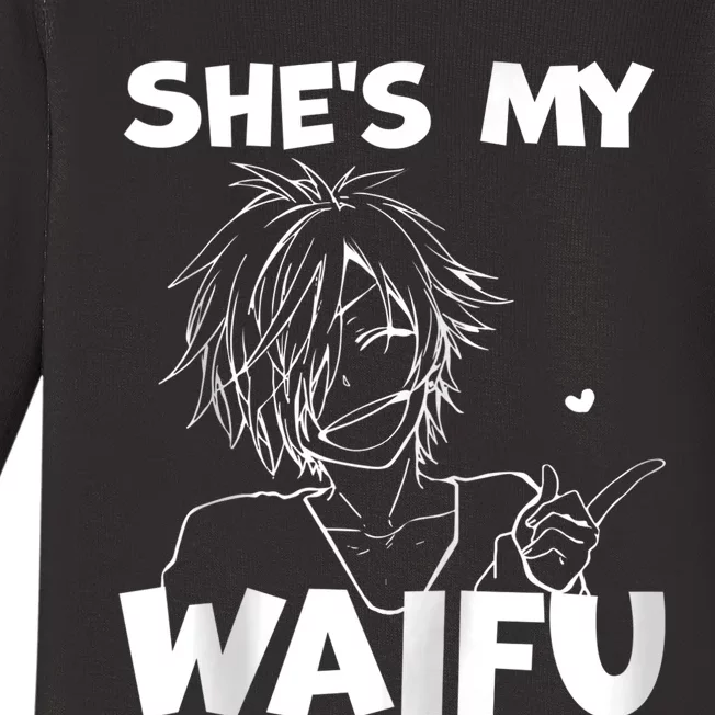 She's My Waifu Funny Anime Matching Couple Boyfriend Gift Zip Hoodie Baby Long Sleeve Bodysuit