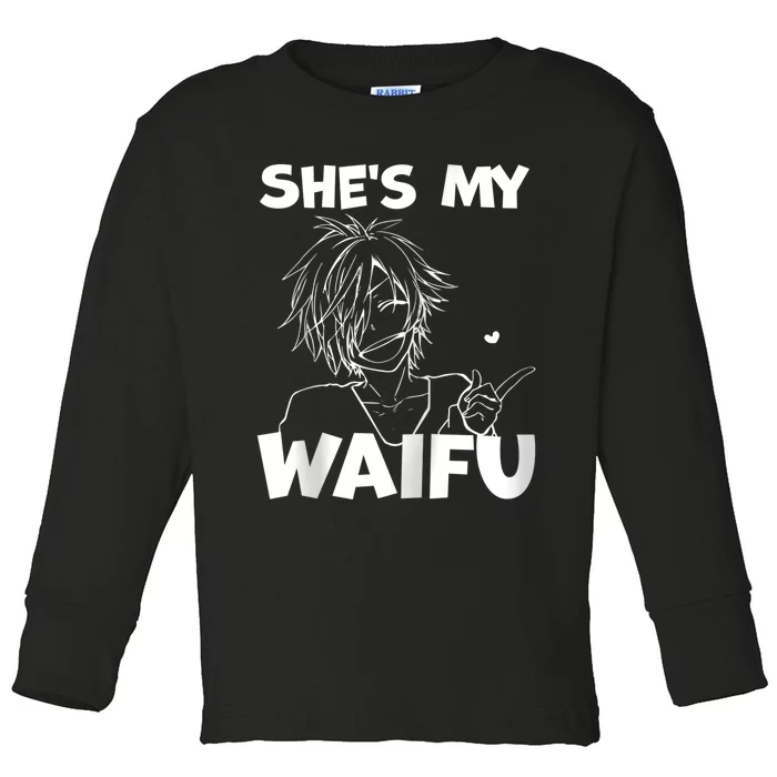 She's My Waifu Funny Anime Matching Couple Boyfriend Gift Zip Hoodie Toddler Long Sleeve Shirt