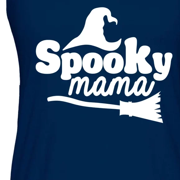 Spooky Mama Witch Broom Halloween Ladies Essential Flowy Tank