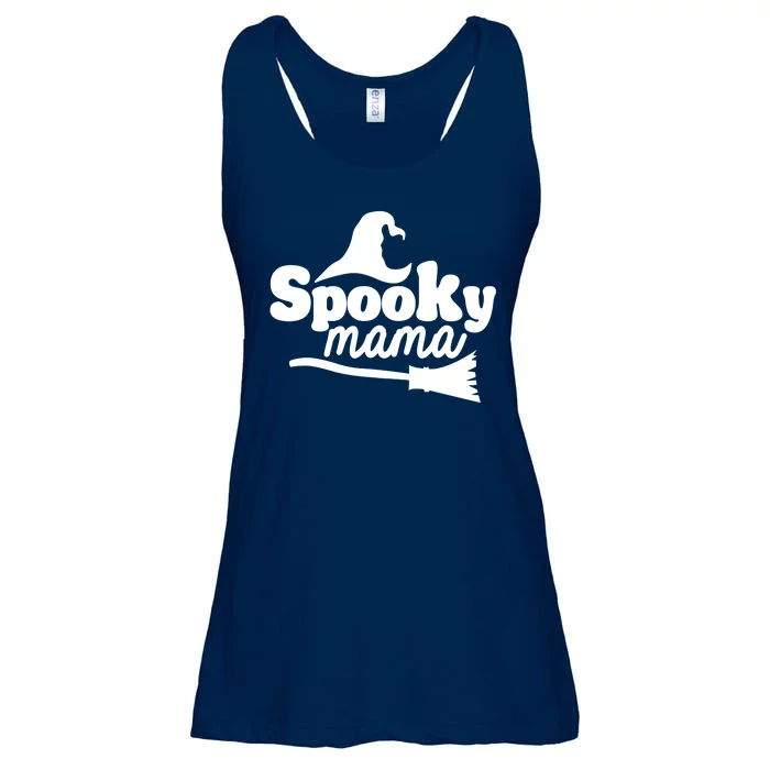 Spooky Mama Witch Broom Halloween Ladies Essential Flowy Tank