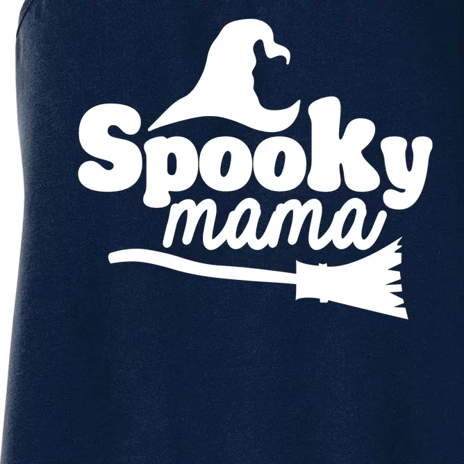 Spooky Mama Witch Broom Halloween Women's Racerback Tank