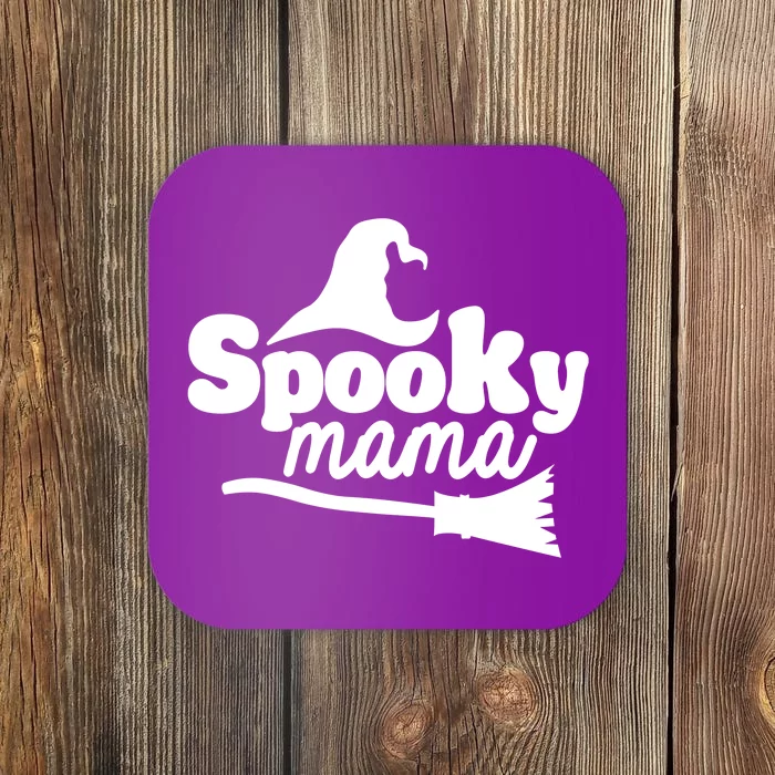 Spooky Mama Witch Broom Halloween Coaster