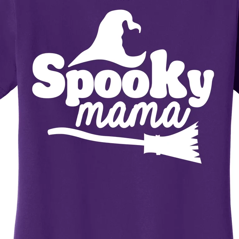 Spooky Mama Witch Broom Halloween Women's T-Shirt