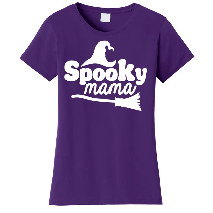 Spooky Mama Witch Broom Halloween Women's T-Shirt