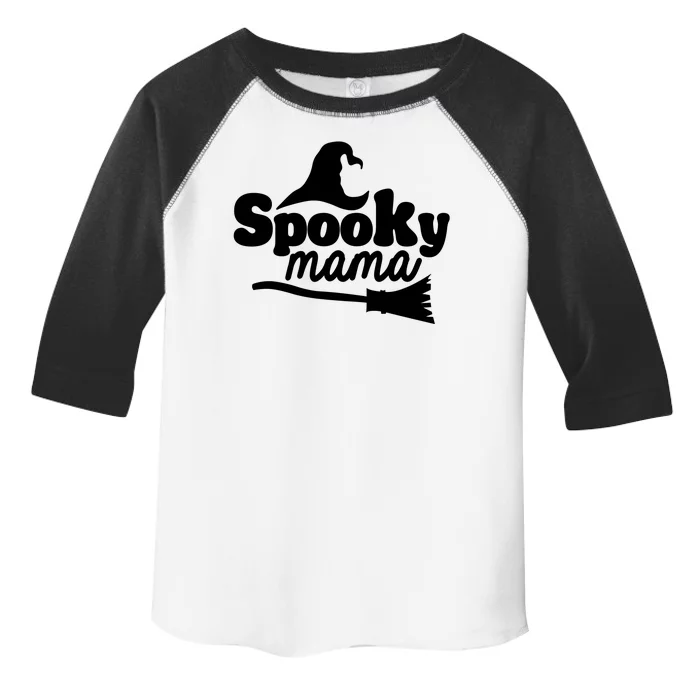 Spooky Mama Witch Broom Halloween Toddler Fine Jersey T-Shirt