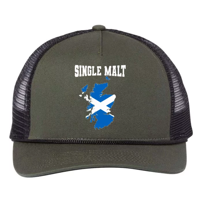 Single Malt Whisky Scotch Lovers Scotland Flag Retro Rope Trucker Hat Cap