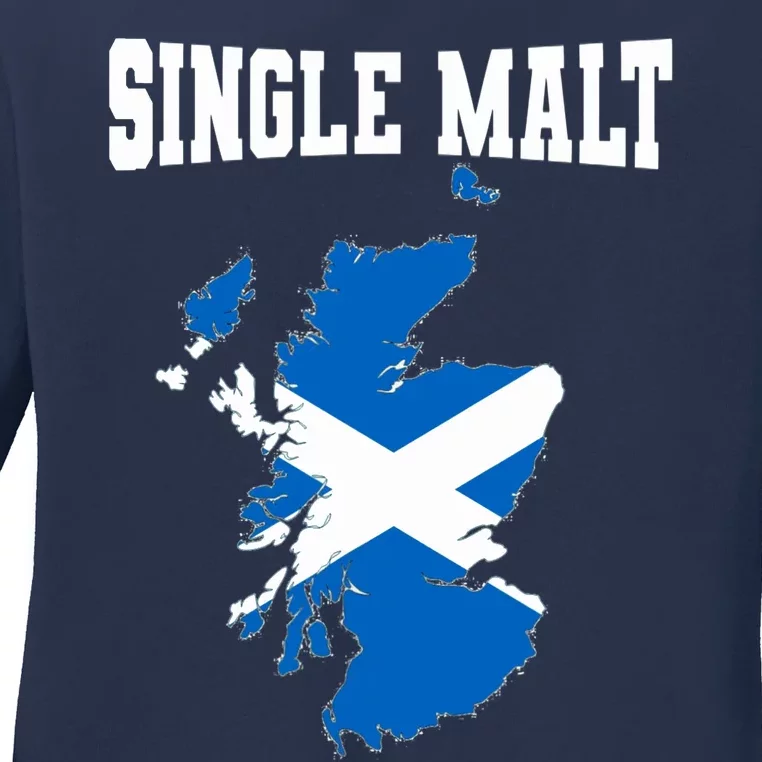 Single Malt Whisky Scotch Lovers Scotland Flag Ladies Long Sleeve Shirt