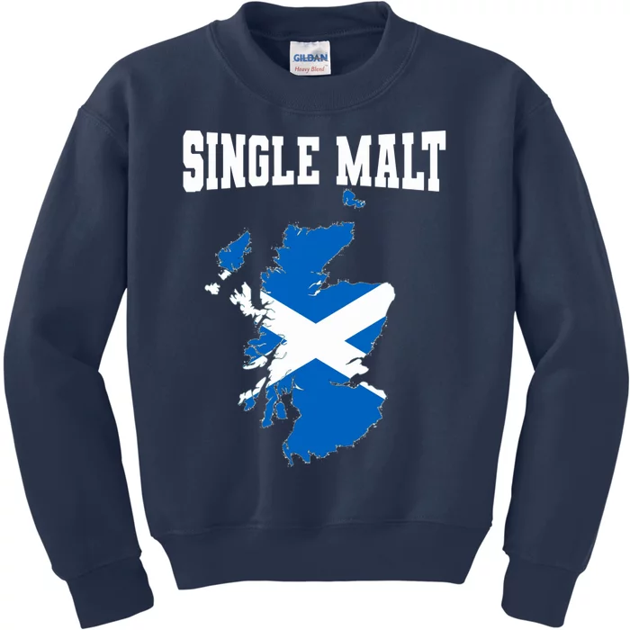 Single Malt Whisky Scotch Lovers Scotland Flag Kids Sweatshirt