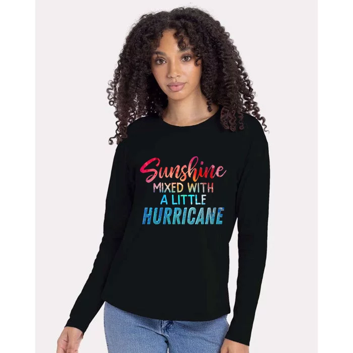 Sunshine Mixed With Little Hurricane Funny Positive Message Gift Womens Cotton Relaxed Long Sleeve T-Shirt