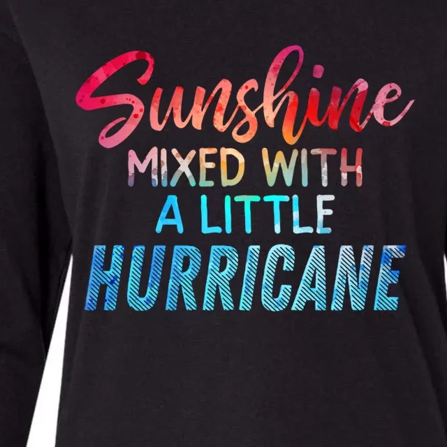 Sunshine Mixed With Little Hurricane Funny Positive Message Gift Womens Cotton Relaxed Long Sleeve T-Shirt