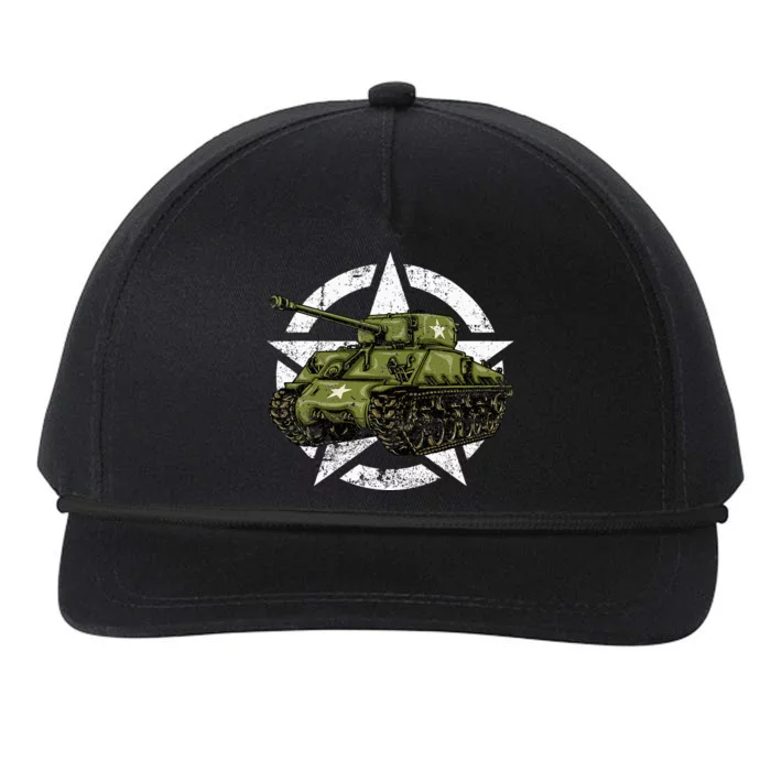 Sherman M4 World War 2 Army Tank Vintage Tank A Military Snapback Five-Panel Rope Hat