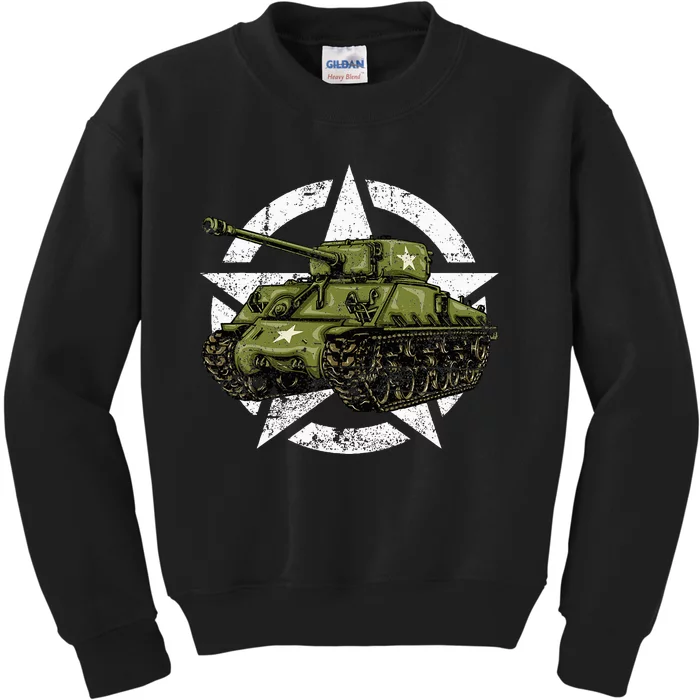 Sherman M4 World War 2 Army Tank Vintage Tank A Military Kids Sweatshirt