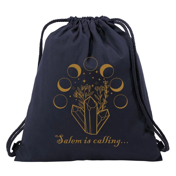 Salem Ma Witch Trials 1692 Moon Phase Crystals Witchcraft Gift Drawstring Bag