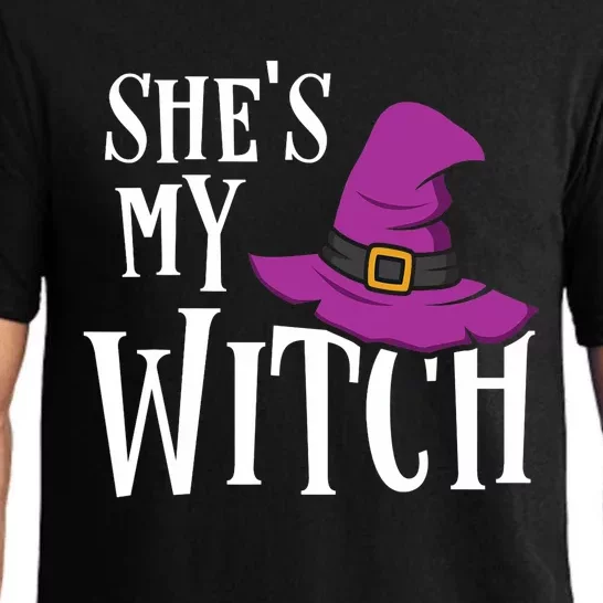 Shes My Witch Funny Matching Halloween Costume Couple Pajama Set