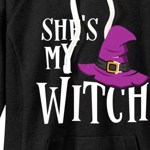 Shes My Witch Funny Matching Halloween Costume Couple Women's Fleece Hoodie