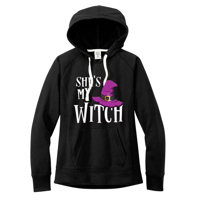 Shes My Witch Funny Matching Halloween Costume Couple Women's Fleece Hoodie