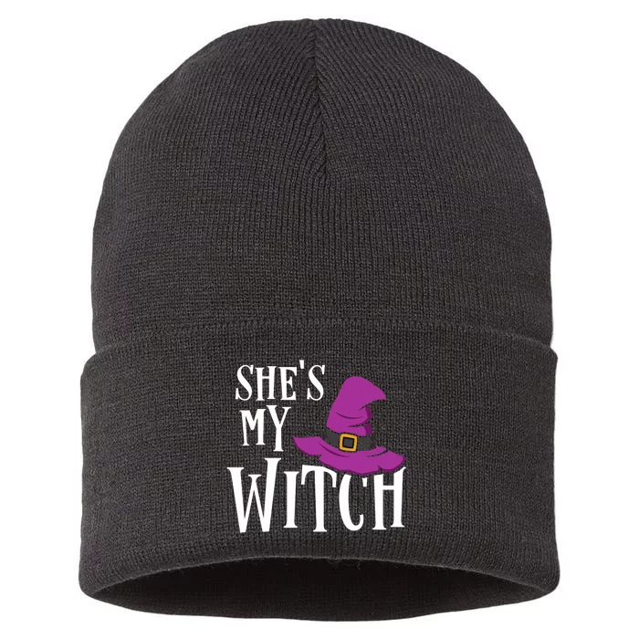 Shes My Witch Funny Matching Halloween Costume Couple Sustainable Knit Beanie