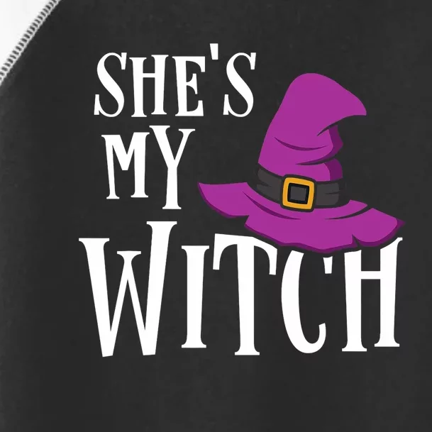 Shes My Witch Funny Matching Halloween Costume Couple Toddler Fine Jersey T-Shirt