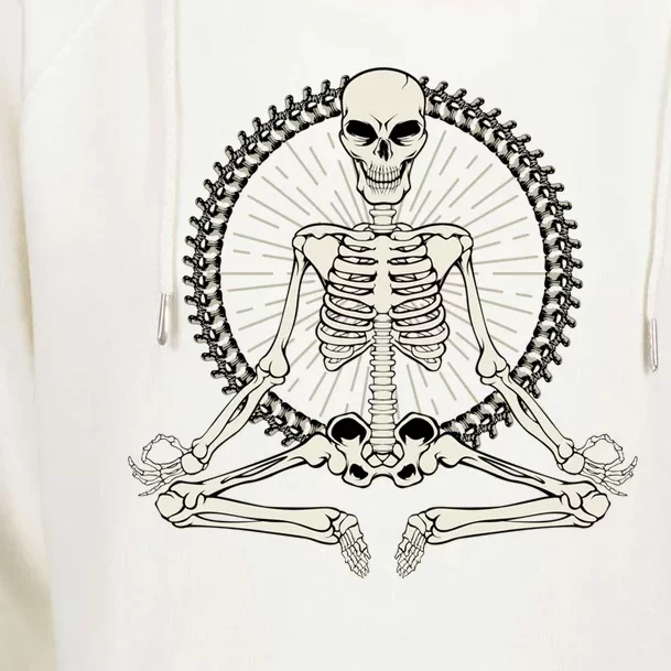 Skeleton Meditating Yoga Namaste 7 Chakras Spooky Halloween Cool Gift Womens Funnel Neck Pullover Hood