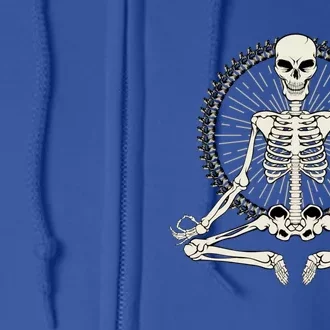 Skeleton Meditating Yoga Namaste 7 Chakras Spooky Halloween Cool Gift Full Zip Hoodie