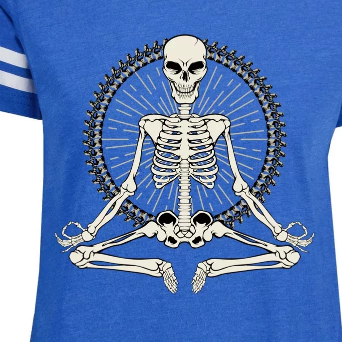 Skeleton Meditating Yoga Namaste 7 Chakras Spooky Halloween Cool Gift Enza Ladies Jersey Football T-Shirt